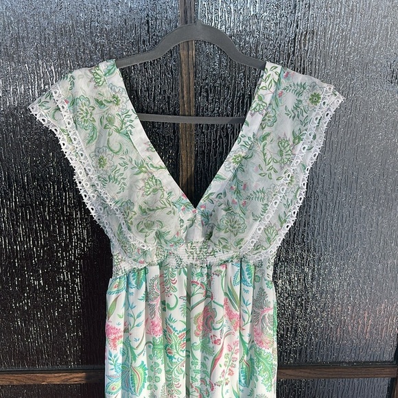 House Of Harlow 1960 x Revolve Tiered Ruffle Pastel Paisley Maxi Dress size med - Picture 11 of 14